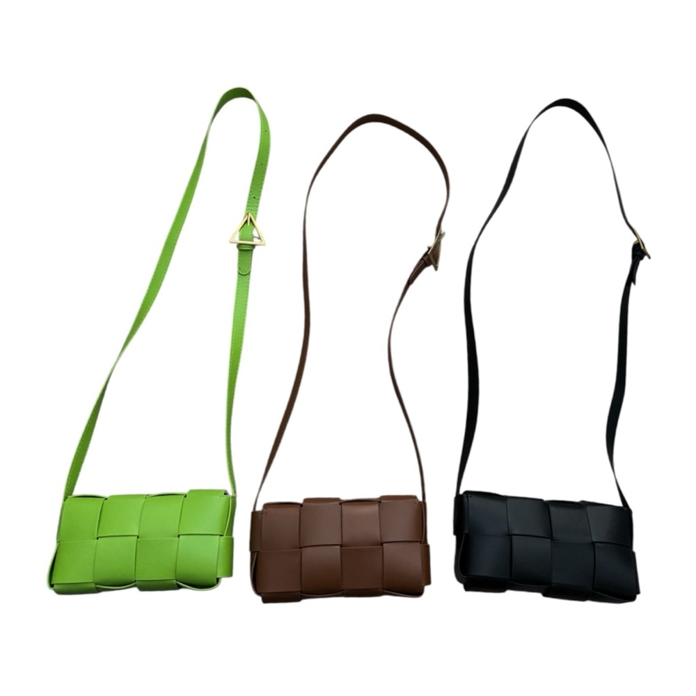 Set of 3 Green, Brown, and Black Woven Crossbody Bags - Picture 2 of 4